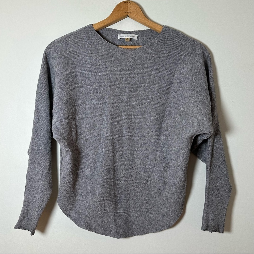Keren Hart Dolman Sleeve Lightweight Grey Round Neck Cotton Blend Sweater Sz S